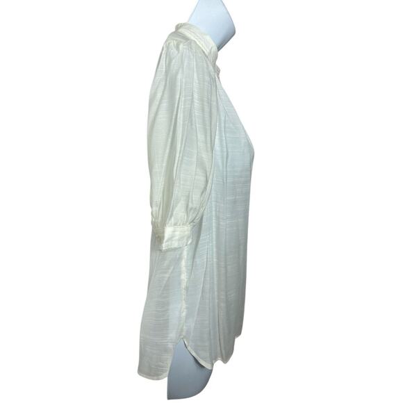 Banana Republic Ivory 1/2 Button Front Blouse Sz Small Short Sleeves Semi Sheer - Picture 4 of 7